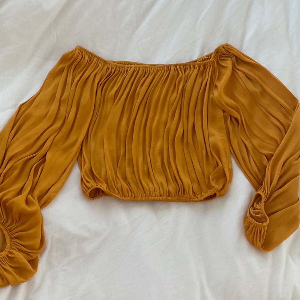 golden yellow off the shoulder top